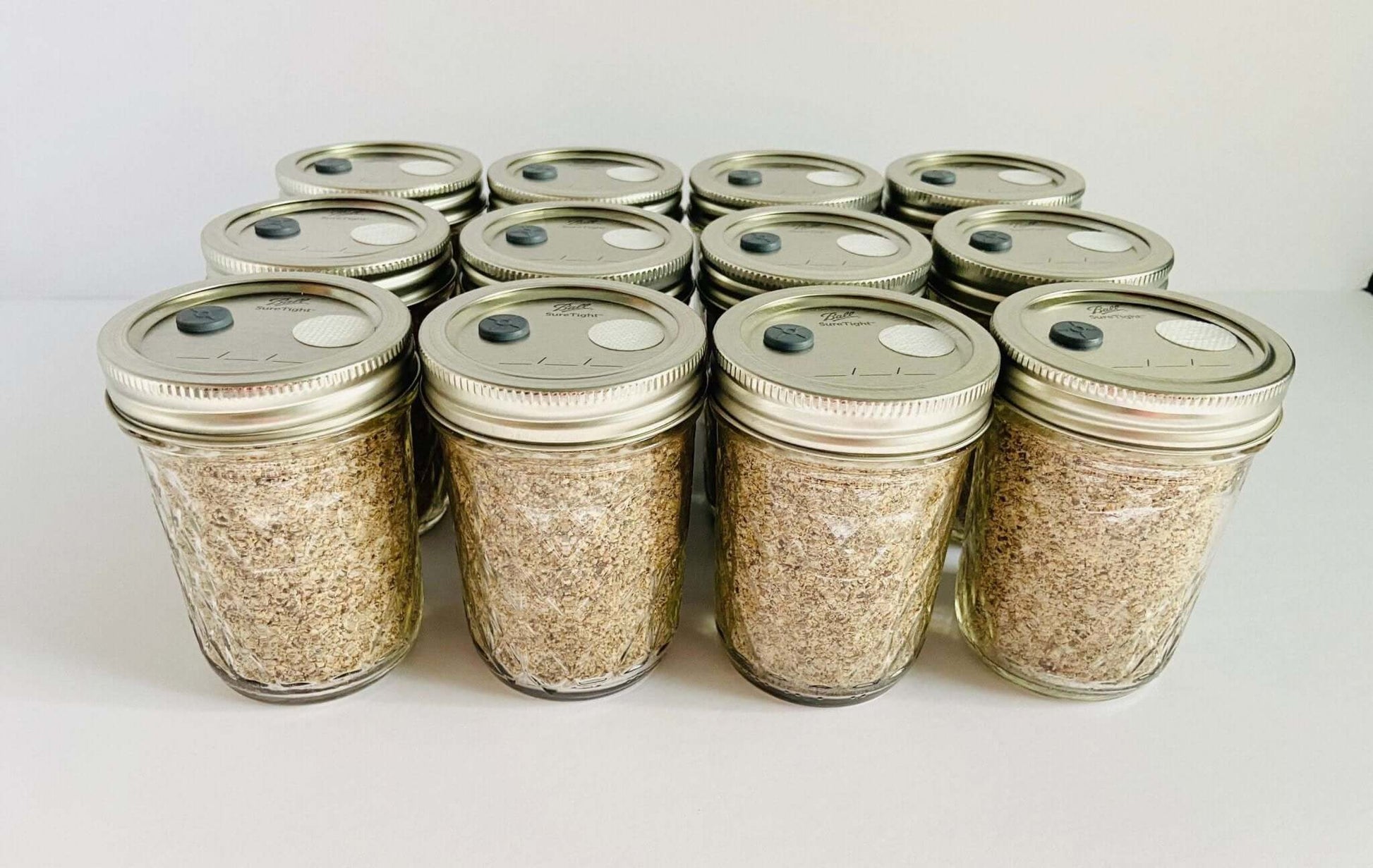 BRF Mushroom Substrate - 12 Pack Half - Pint Jars - Organic Brown Rice Flour + Vermiculite - fungicultureco